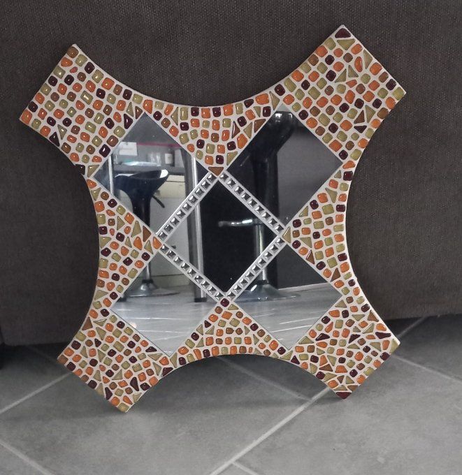 Cadre Miroir Brun et Orange