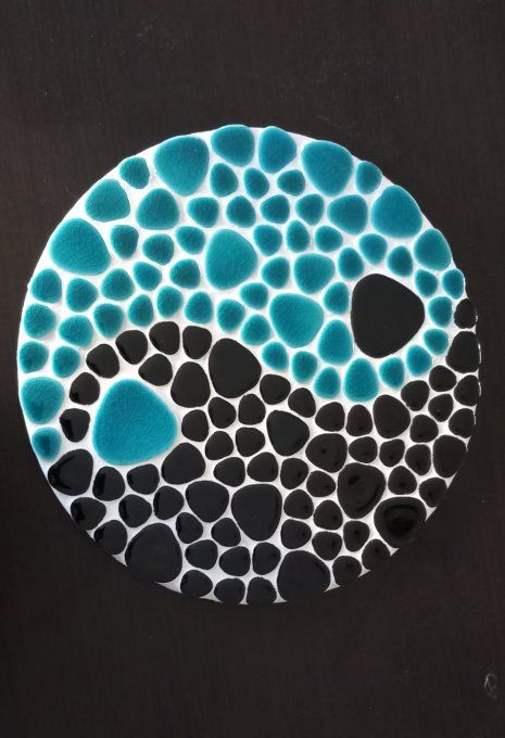 Dessous de Plat Yin et Yang Noir et Bleu Turquoise