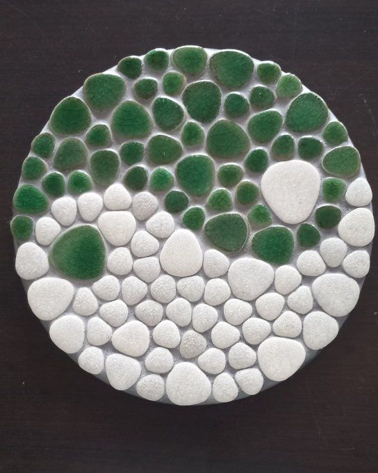 Dessous de Plat Yin et Yang Vert Craquelé et Gris Pailleté