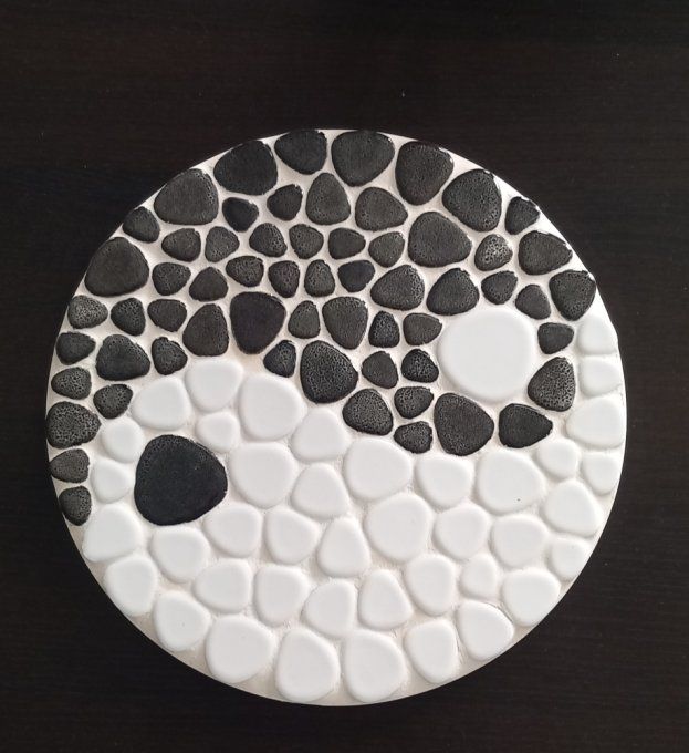 Dessous de Plat Yin et Yang Gris Pintade et Blanc