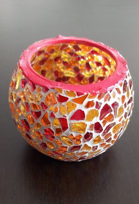 Photophore Petit Modèle Rouge, Orange et Jaune Mélangé