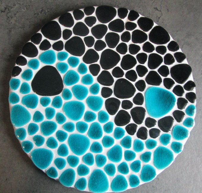 Dessous de Plat Yin et Yang Noir et Bleu