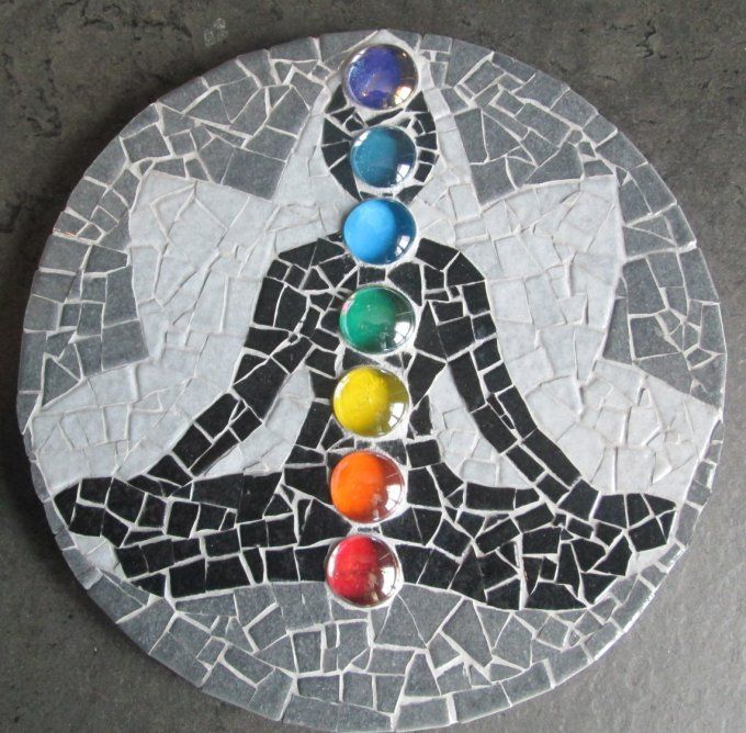 Cadre Bouddha avec Billes de Verre aux couleurs des Chakras