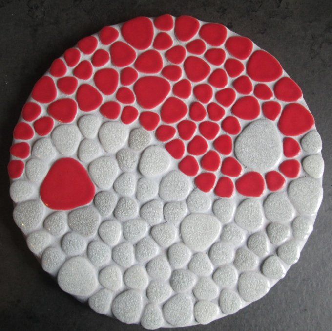 Dessous de Plat Yin et Yang Rouge et Gris Pailleté