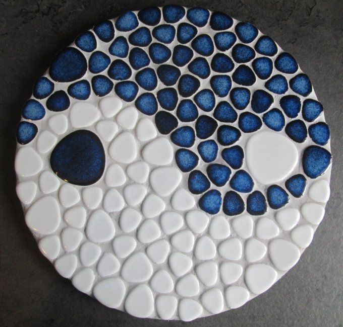 Dessous de Plat Yin et Yang Bleu et Blanc