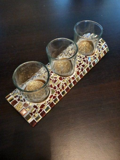 Photophore 3 lumignons Marron et Or